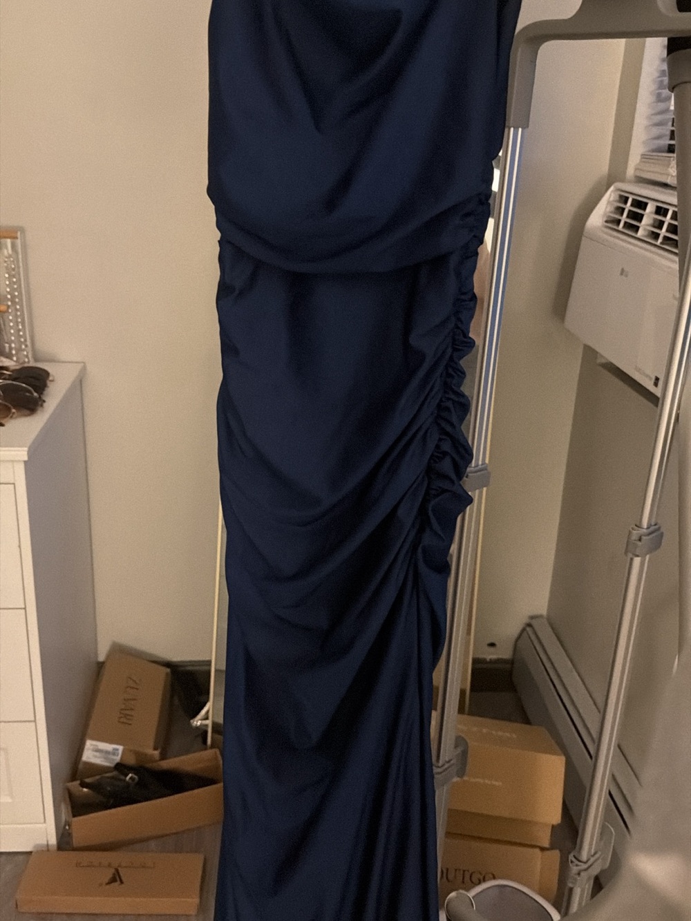 Windsor Navy Ruched Side Maxi Dress